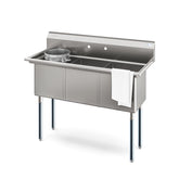 60 in. Three Compartment Commercial Sink Bowl Size 18x18x14 Stainless-Steel 18 Gauge (KM-SC181814-N3)
